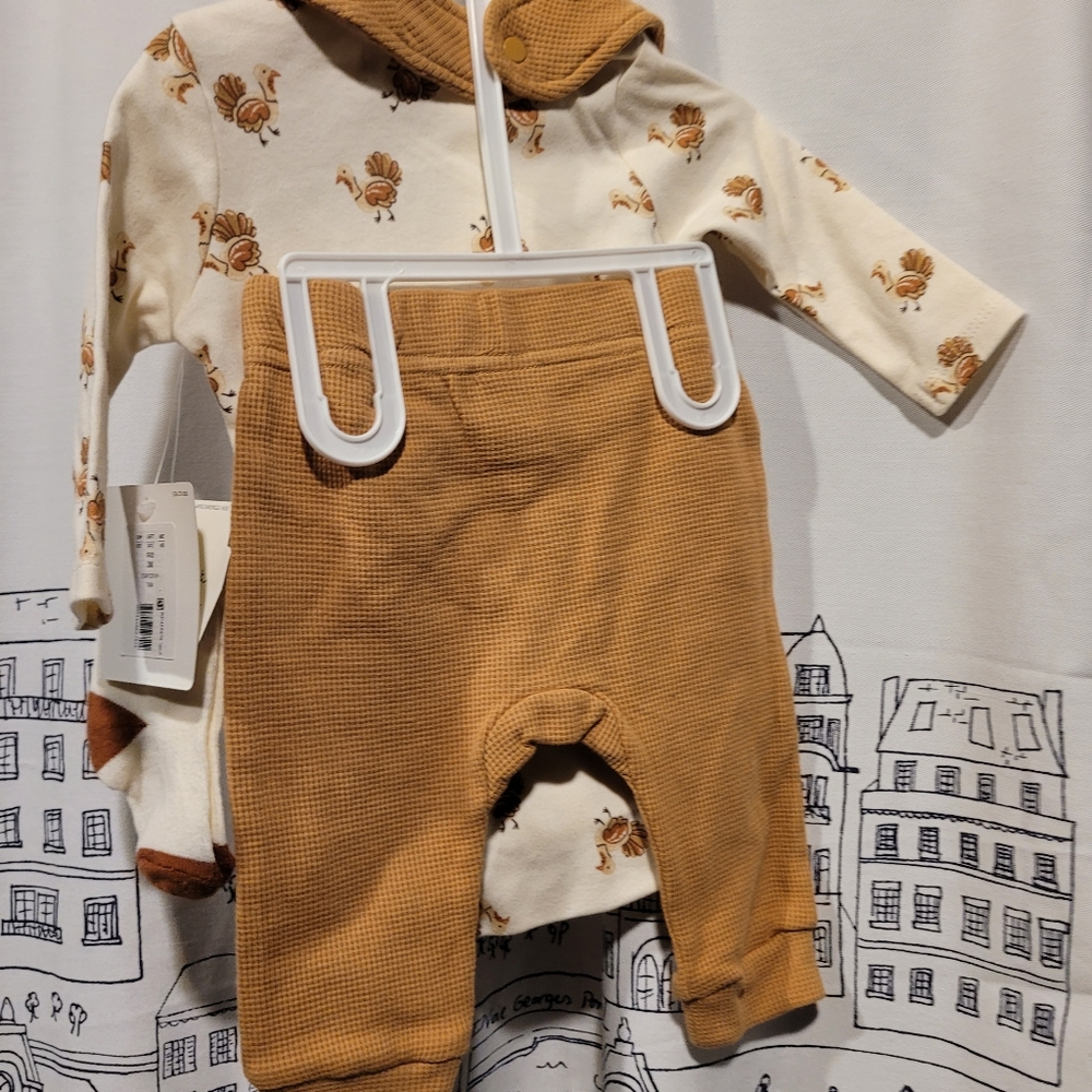 NWT Starting Out 3 Month Thanksgiving Onesie, Pants, Socks, and Bib set - Picture 7 of 7